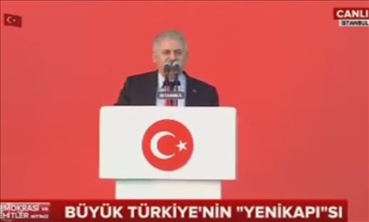 Prime Minister Yıldırım addressed people in Yenikapı.